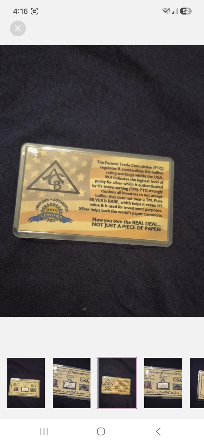 American Certified Bullion 1g Fine Silver Bar - photo 3