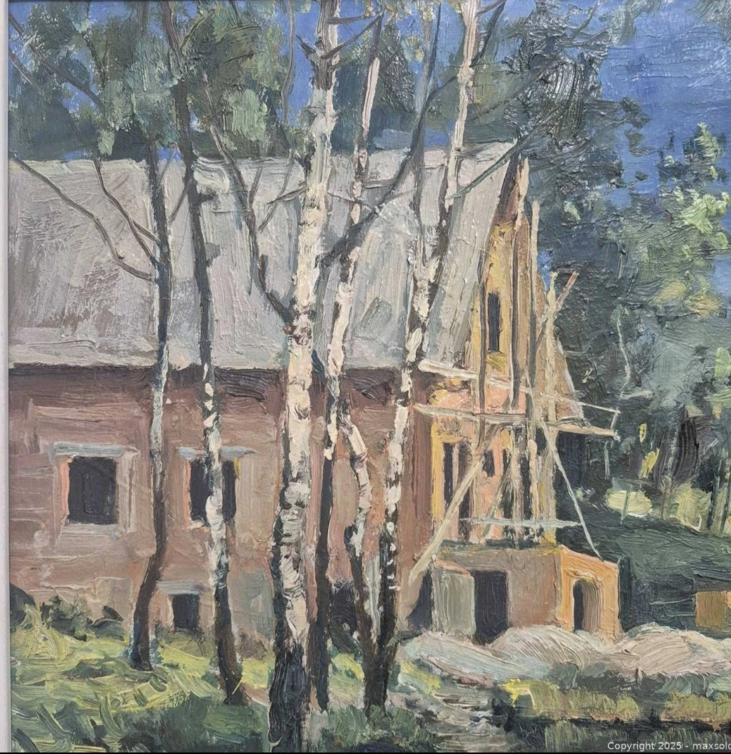 Mid Century Landscape Forest Original Oil Painting - photo 3
