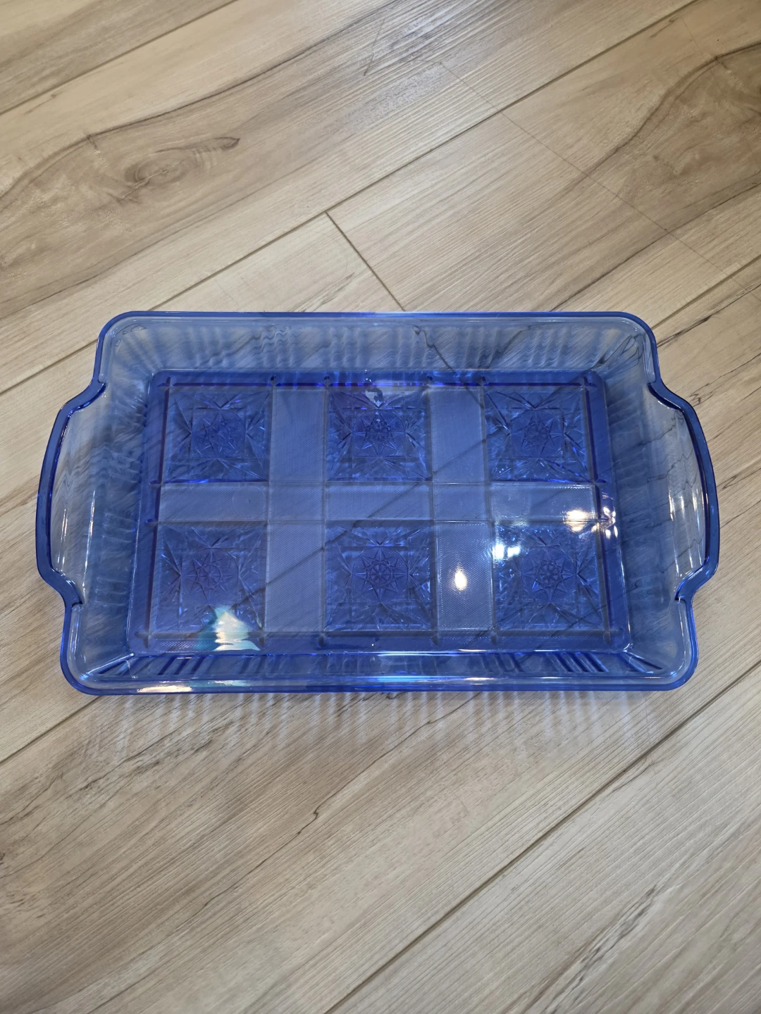 Vintage Cobalt Blue Glass Serving Tray
