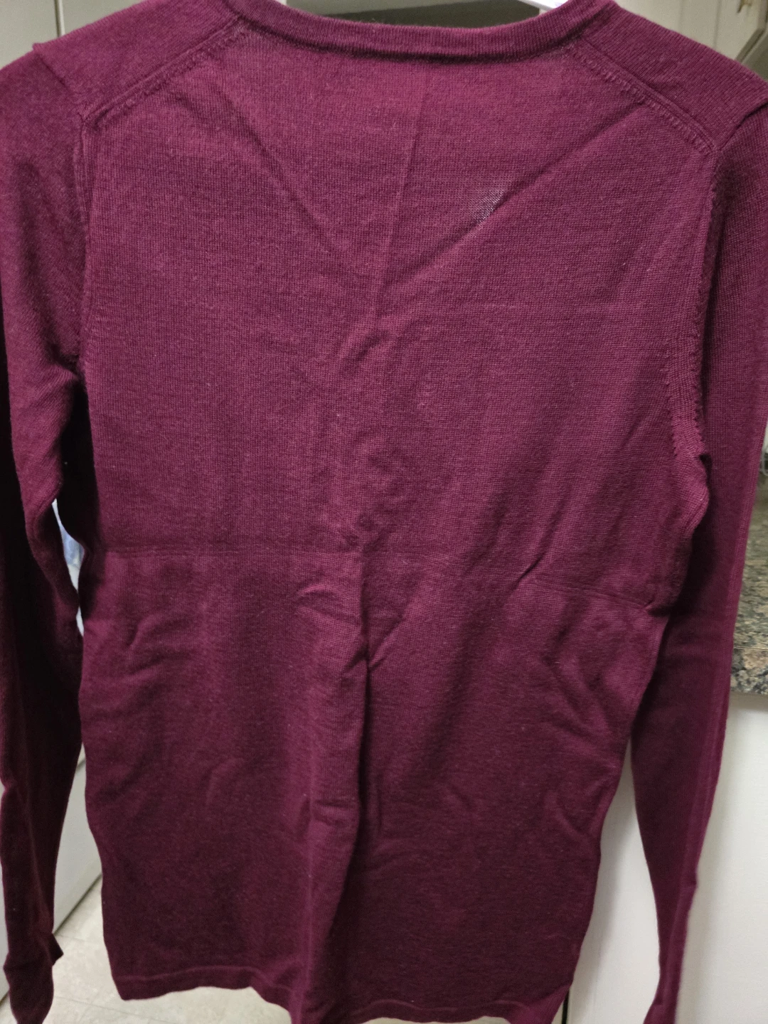 Lord & Taylor Maroon Extra Fine Merino V-Neck Sweater - photo 2