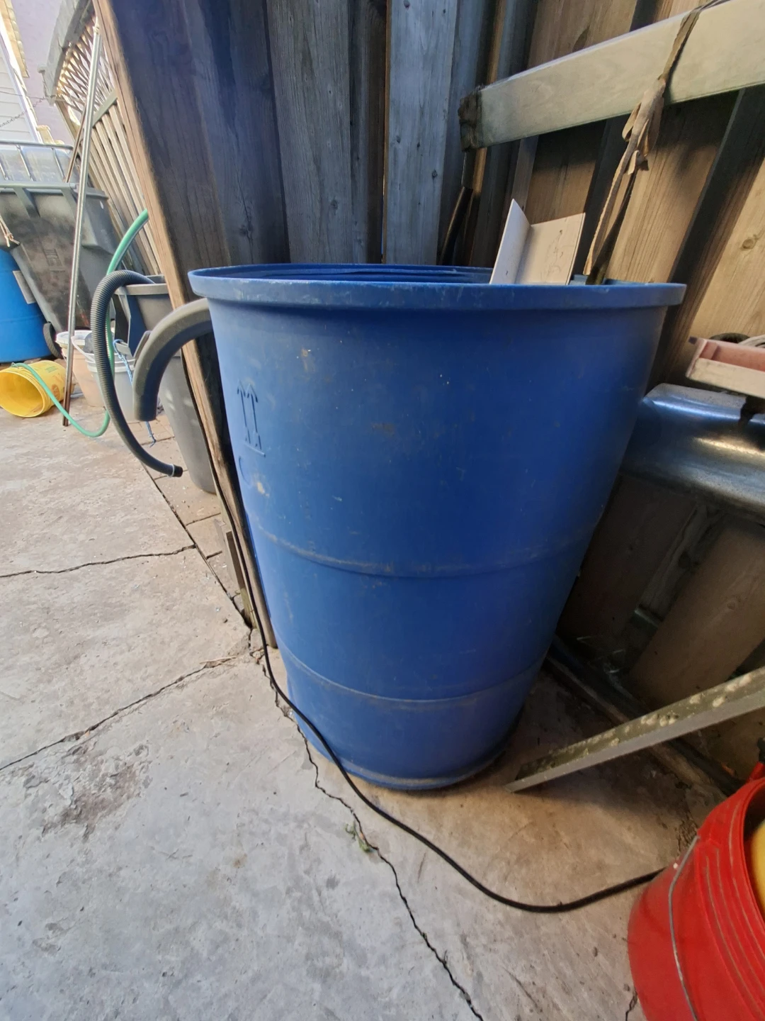 Large Blue Plastic Utility Barrel