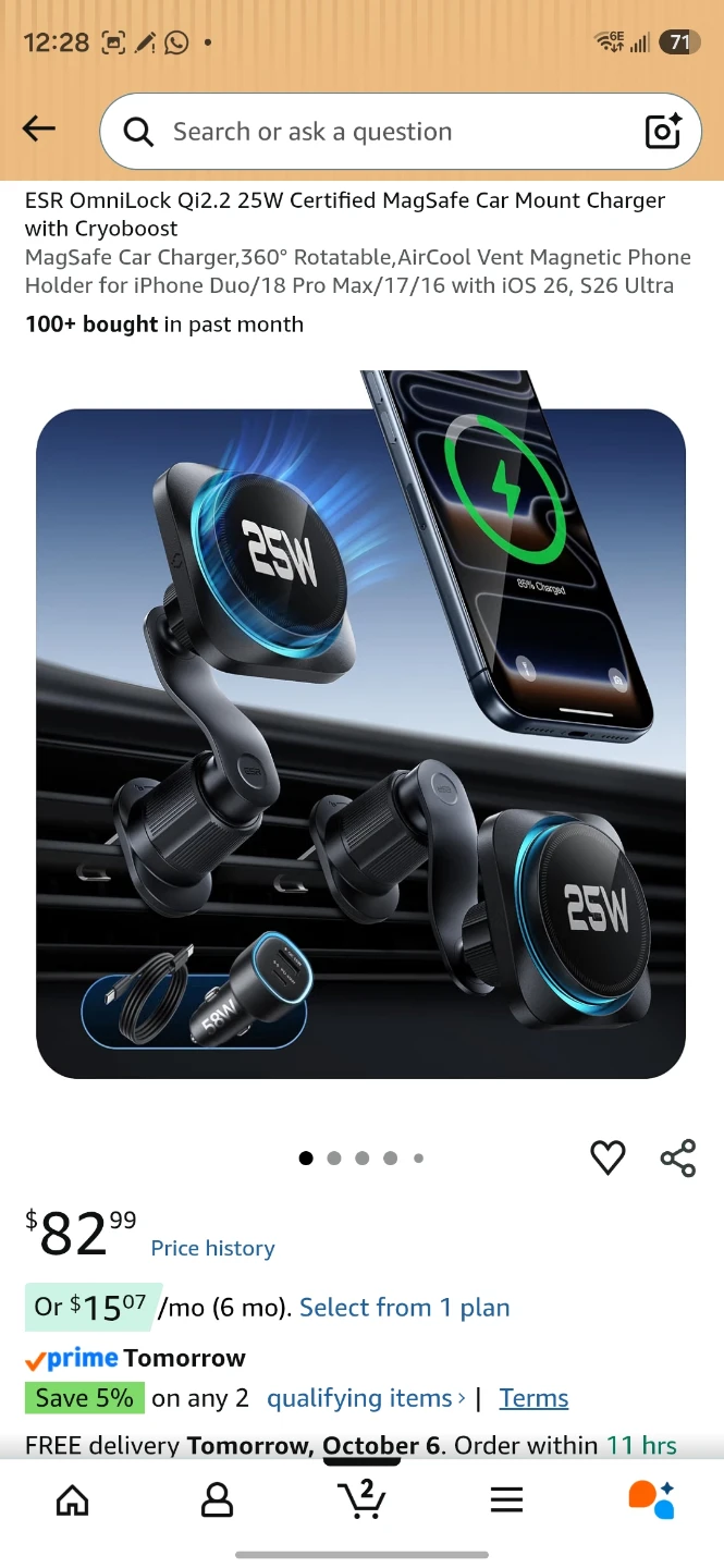 ESR Magnetic Car Charger with CryoBoost (25W) - photo 2