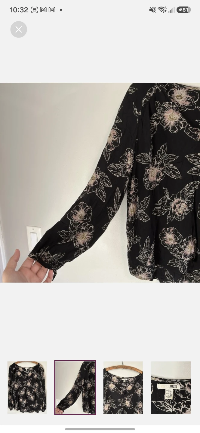 Amuse Society Floral Long Sleeve Blouse Black - photo 2
