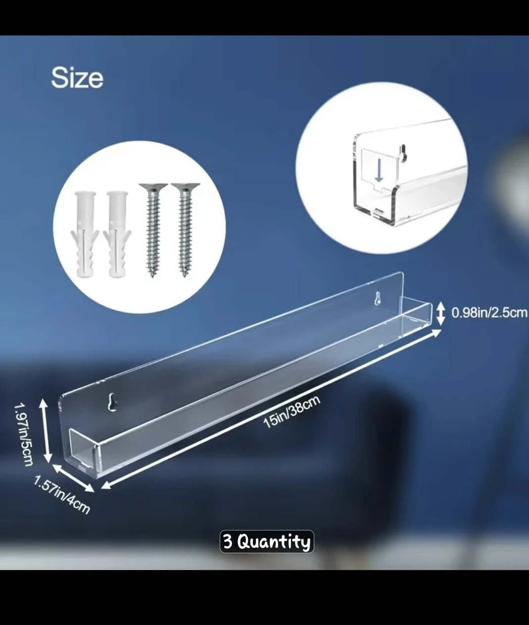 Set of 6 Acrylic Floating Wall Shelves - photo 3