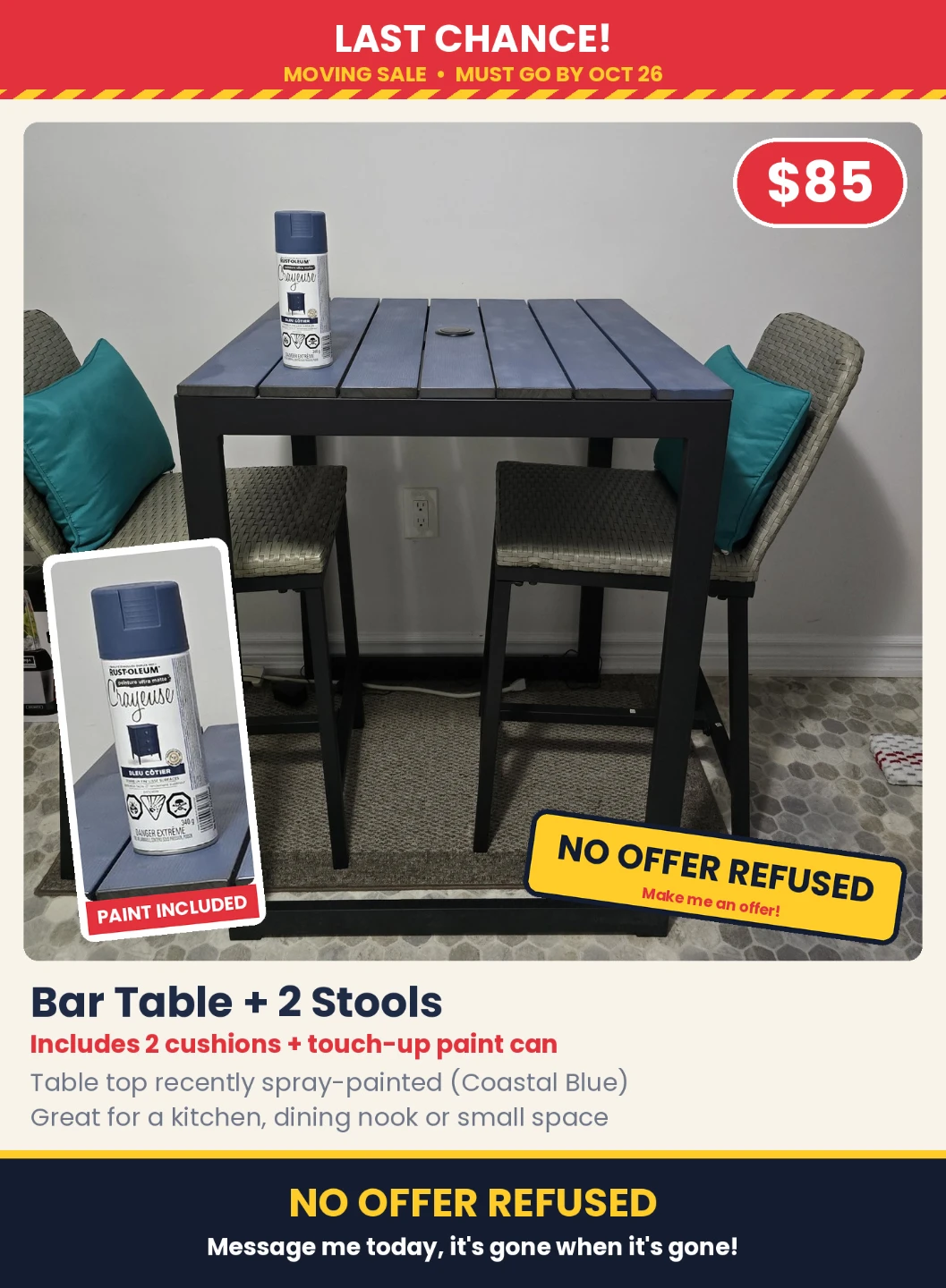 Bar Table with 2 Stools