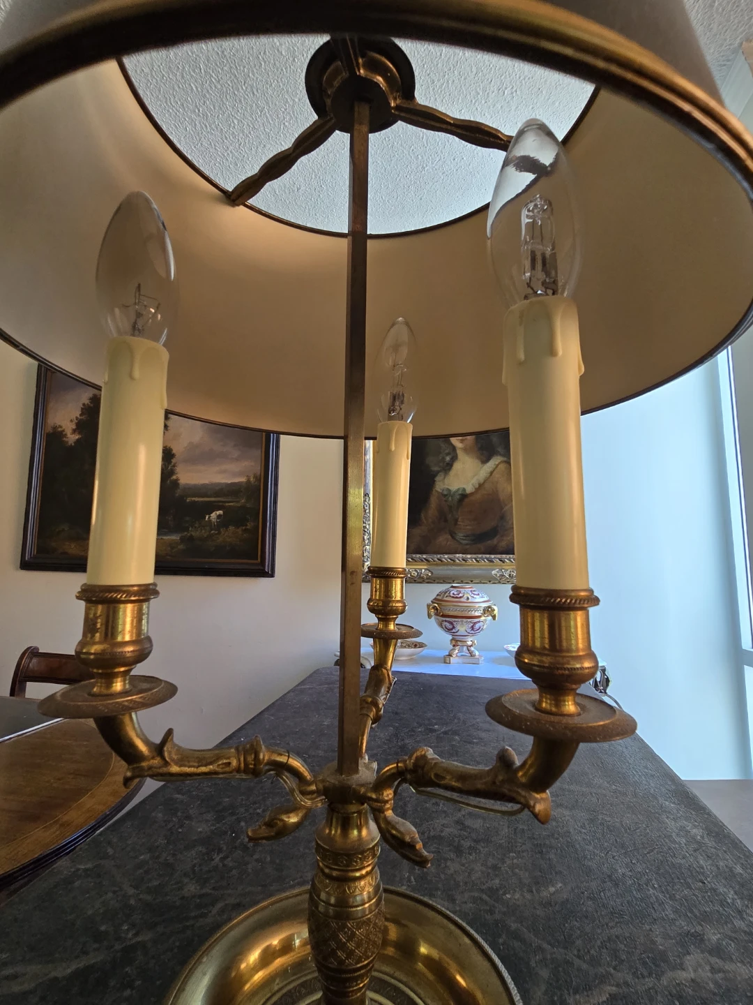 Antique French mid century lamp solid brass - photo 3
