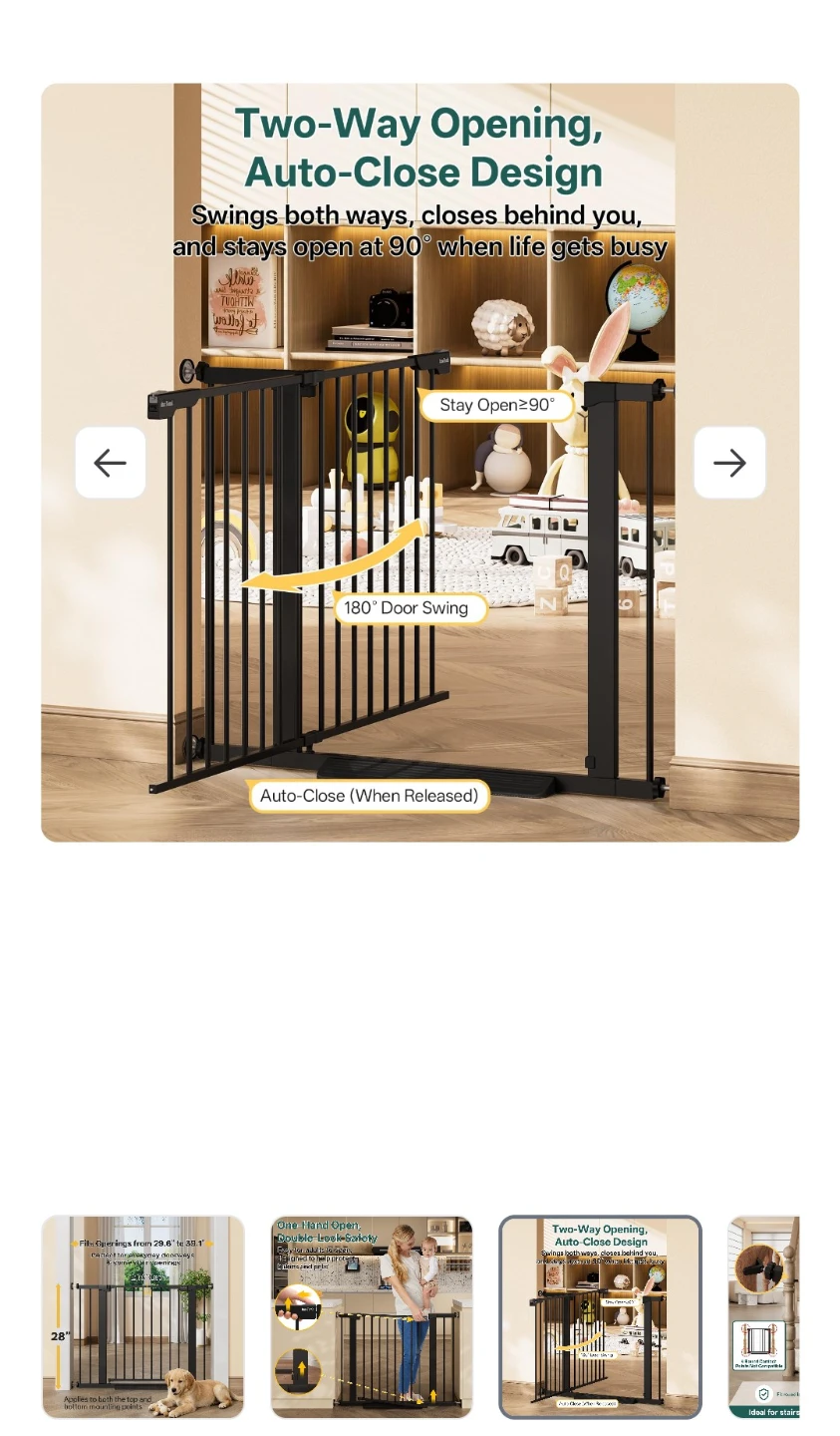 InnoTruth 29.6-39.1 in Wide Baby Gate for Stairs, Black - photo 2