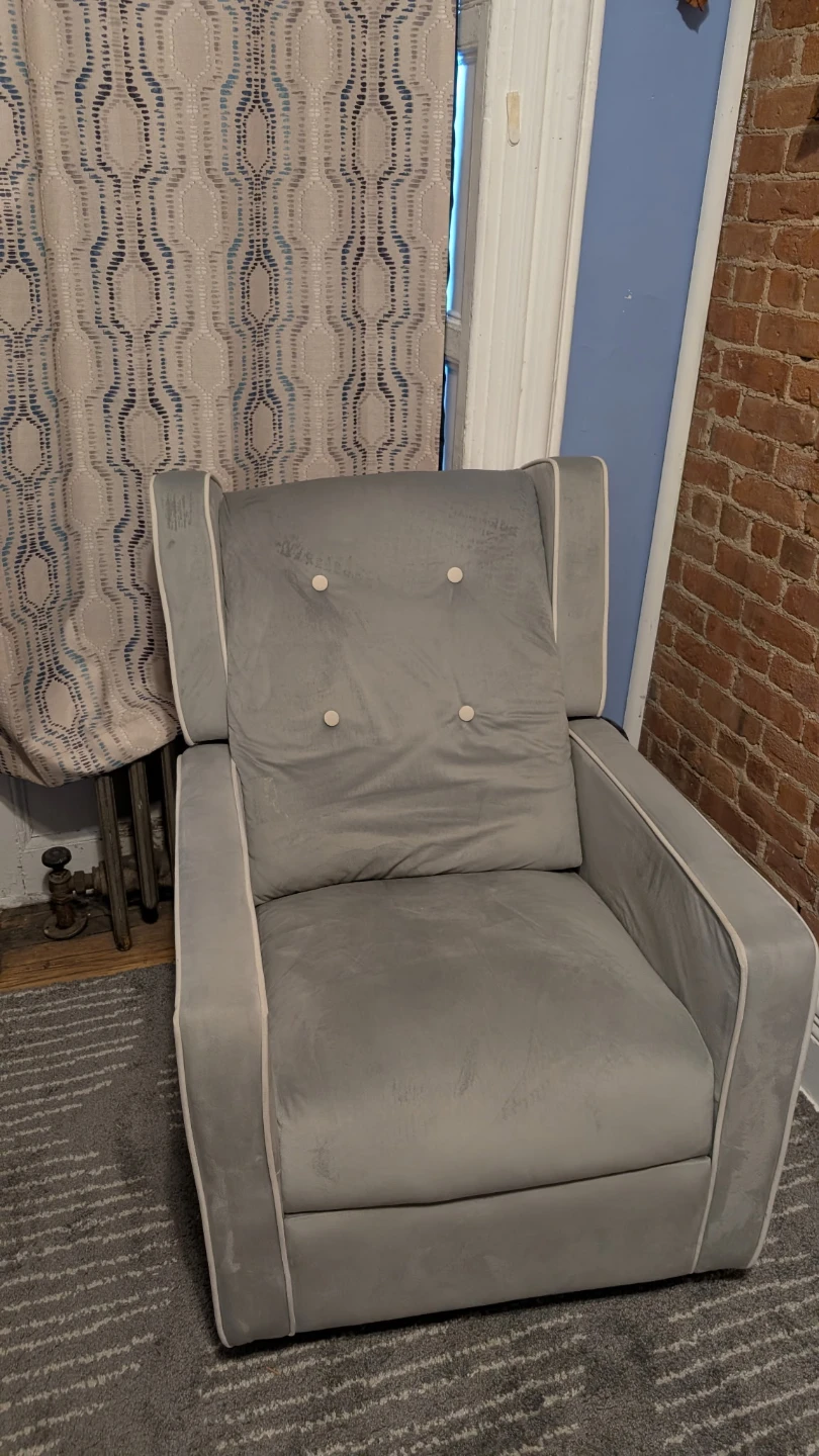Gray Upholstered Reclining Armchair