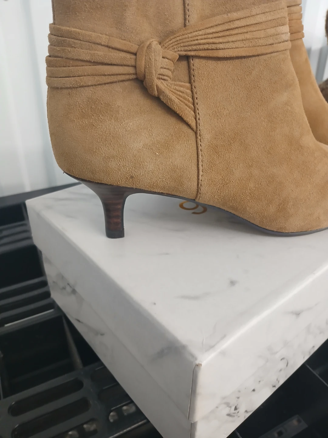 Tan Suede Kitten Heel Ankle Boots - photo 2