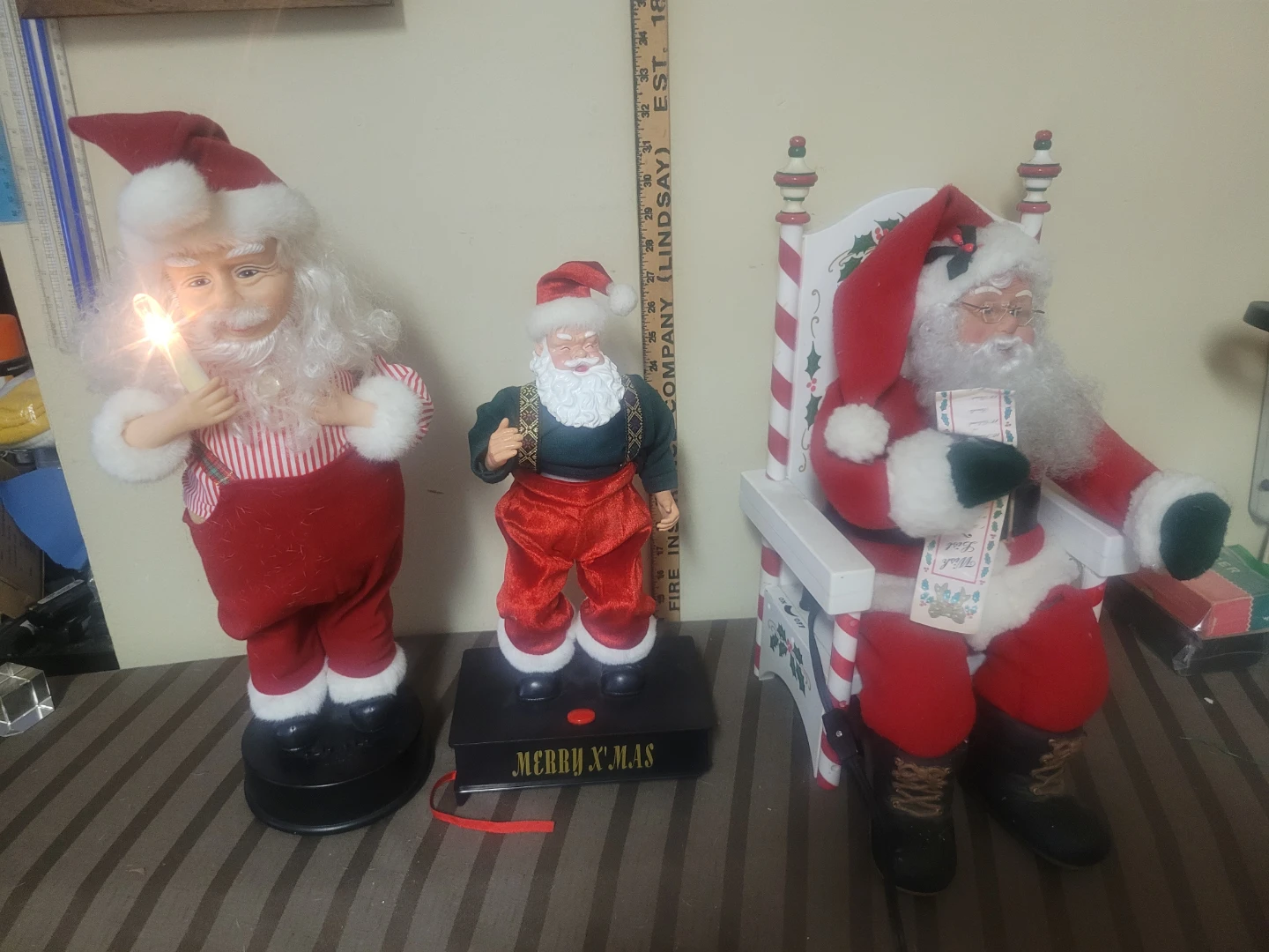 Three Vintage Animated Santa Christmas Figurines - photo 5