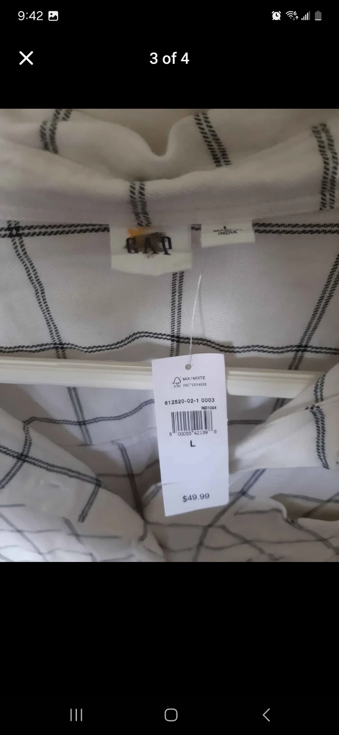 Gap Plaid Button-Up Shirt - Large - photo 3