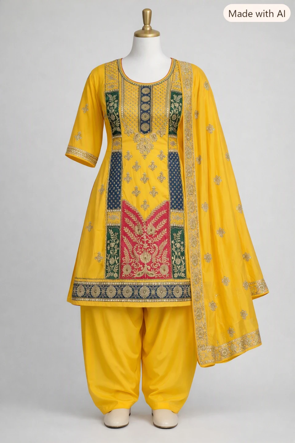 Yellow Traditional Punjabi Salwar Kameez Suit