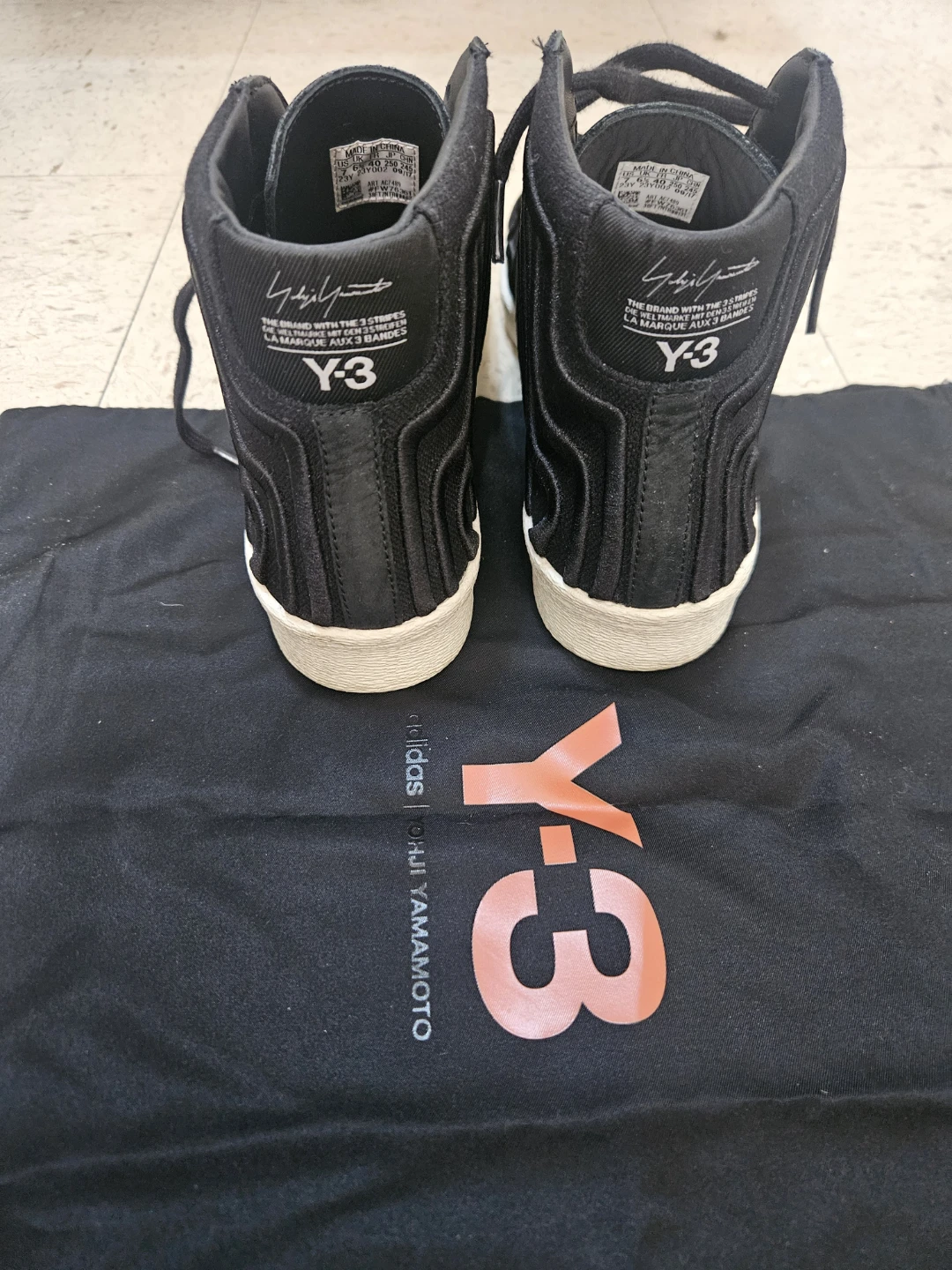 Adidas Y-3 Yohji Yamamoto Black High-Top Sneakers US 7 - photo 2