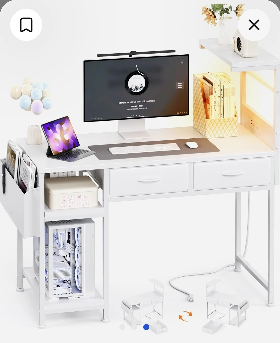 KitMent 39-inch Computer Desk with Storage