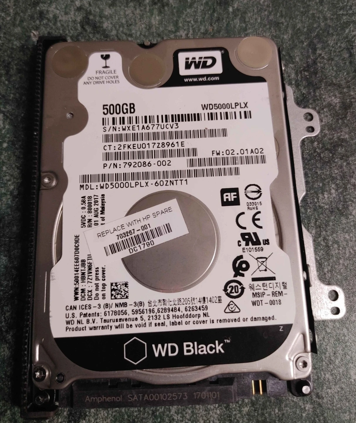 500GB western digital black for laptop or desktop