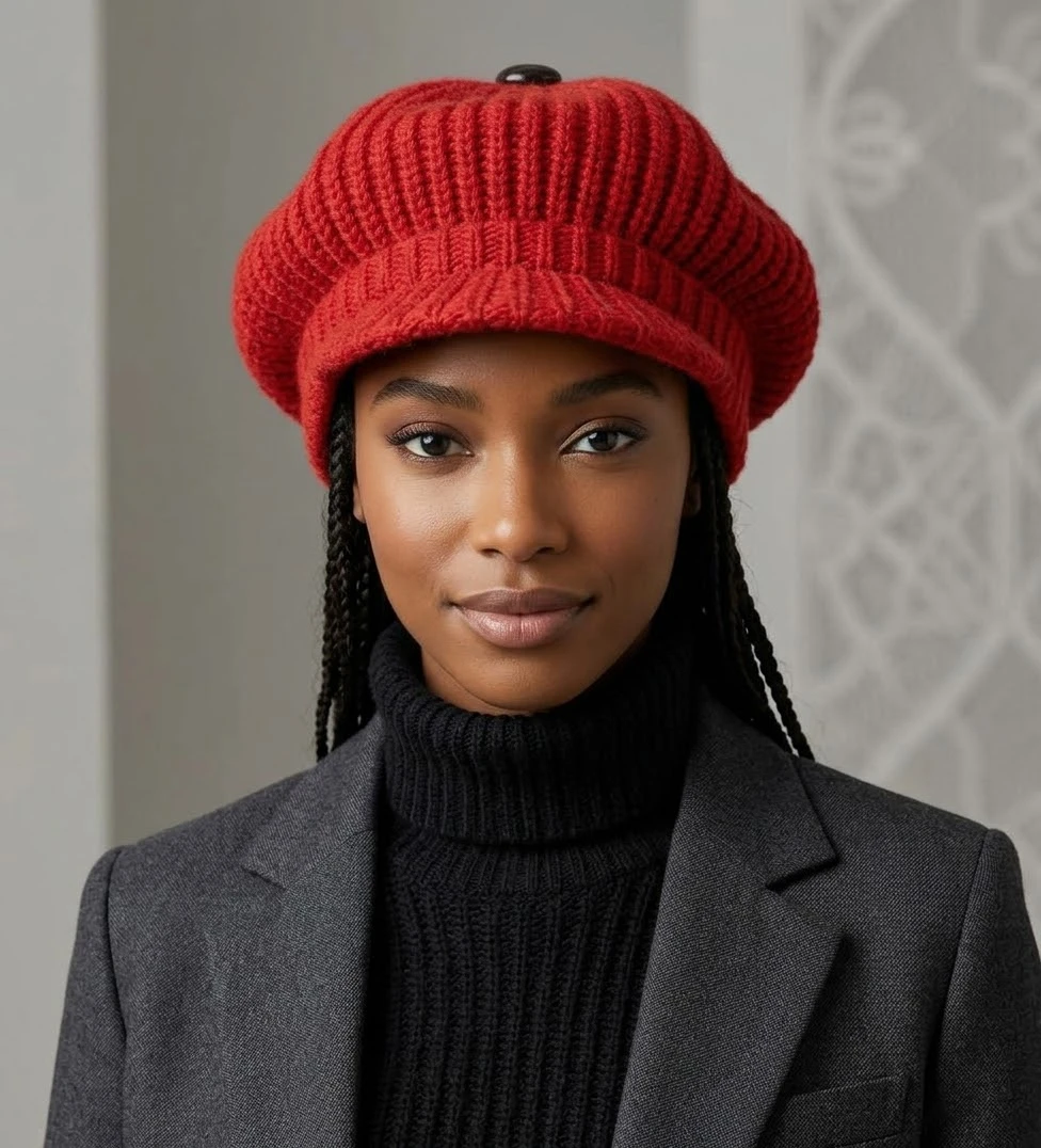 pure wool  Red Visor Beanie - photo 2
