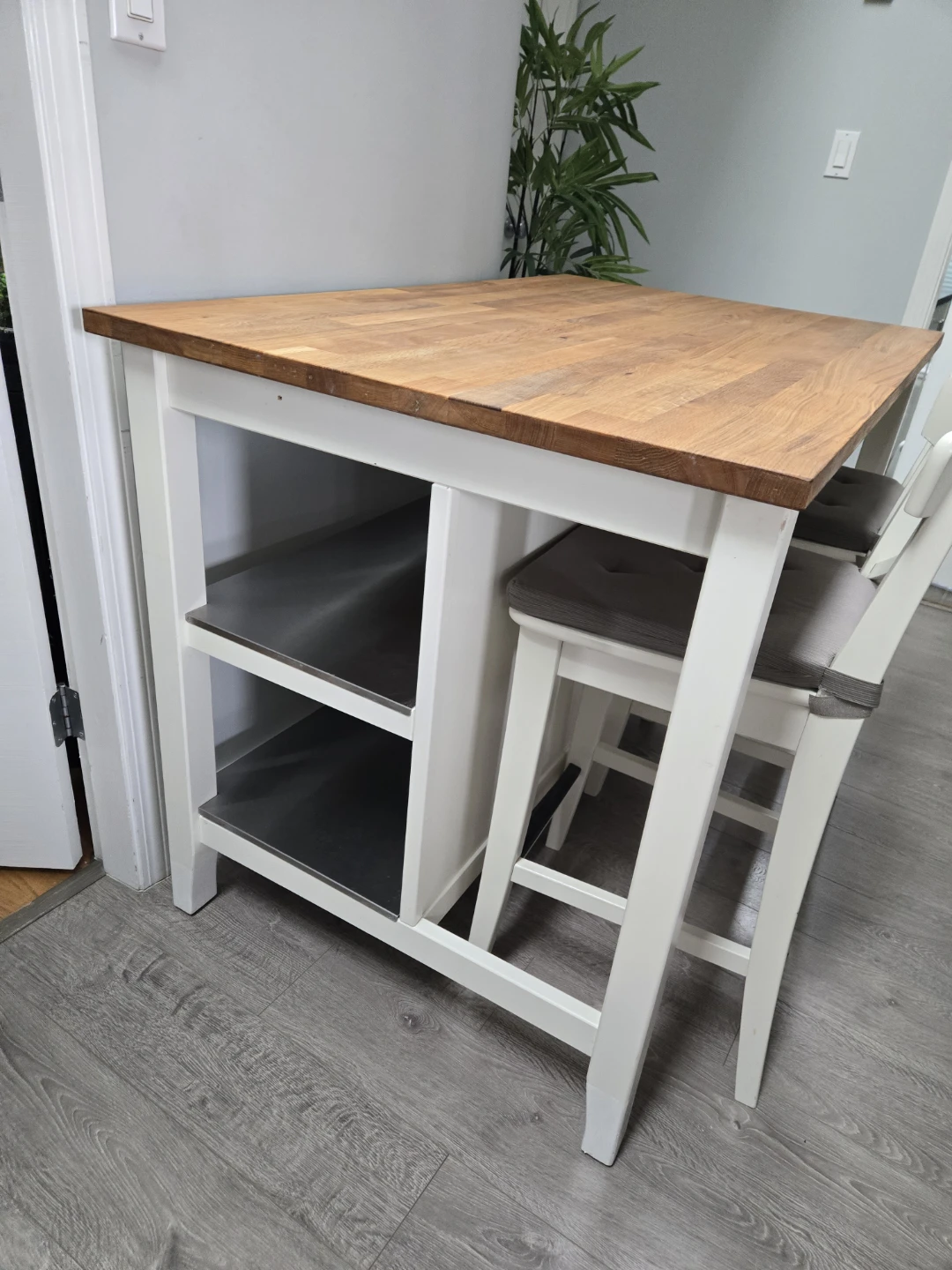 Ikea stenstorp kitchen island with real butcher block w 2 stools
