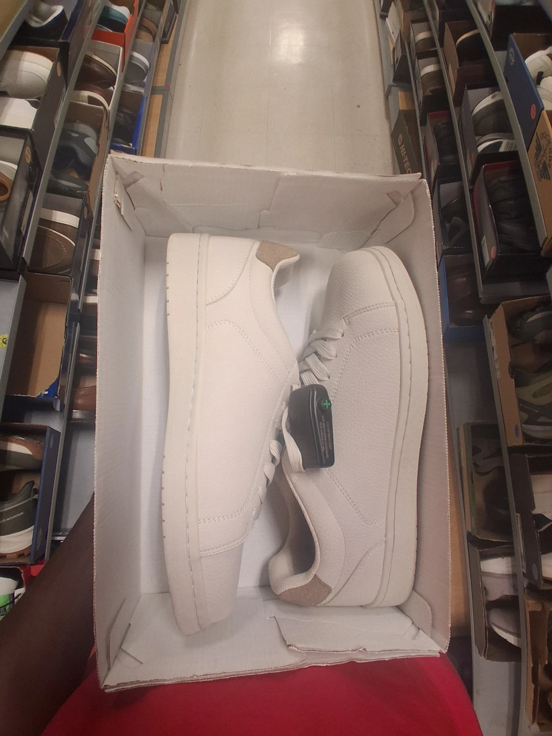 White Sneakers with Tan Heel Detail