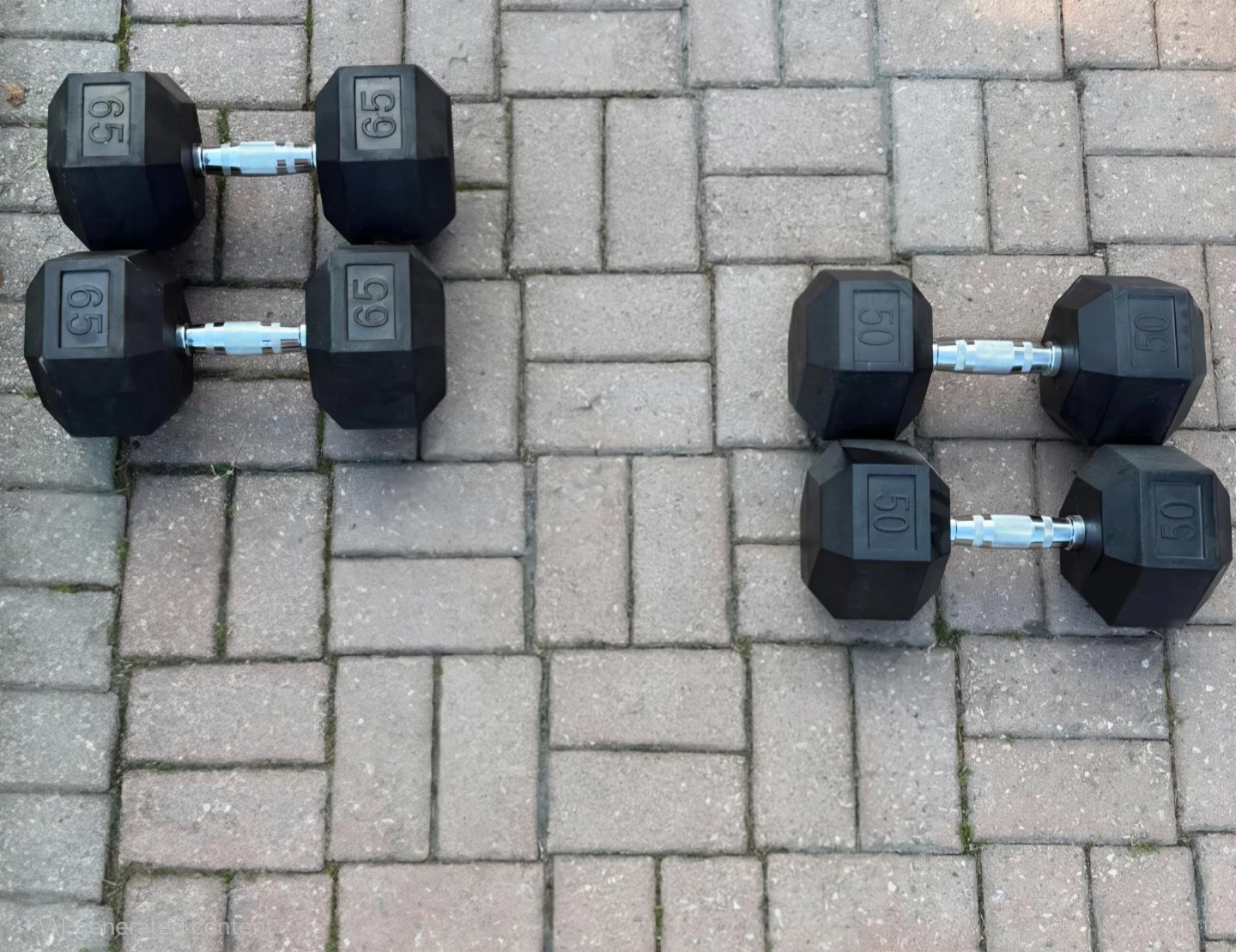 Heavy-Duty Rubber Hex Dumbbells – 50 & 65 lb Pairs
