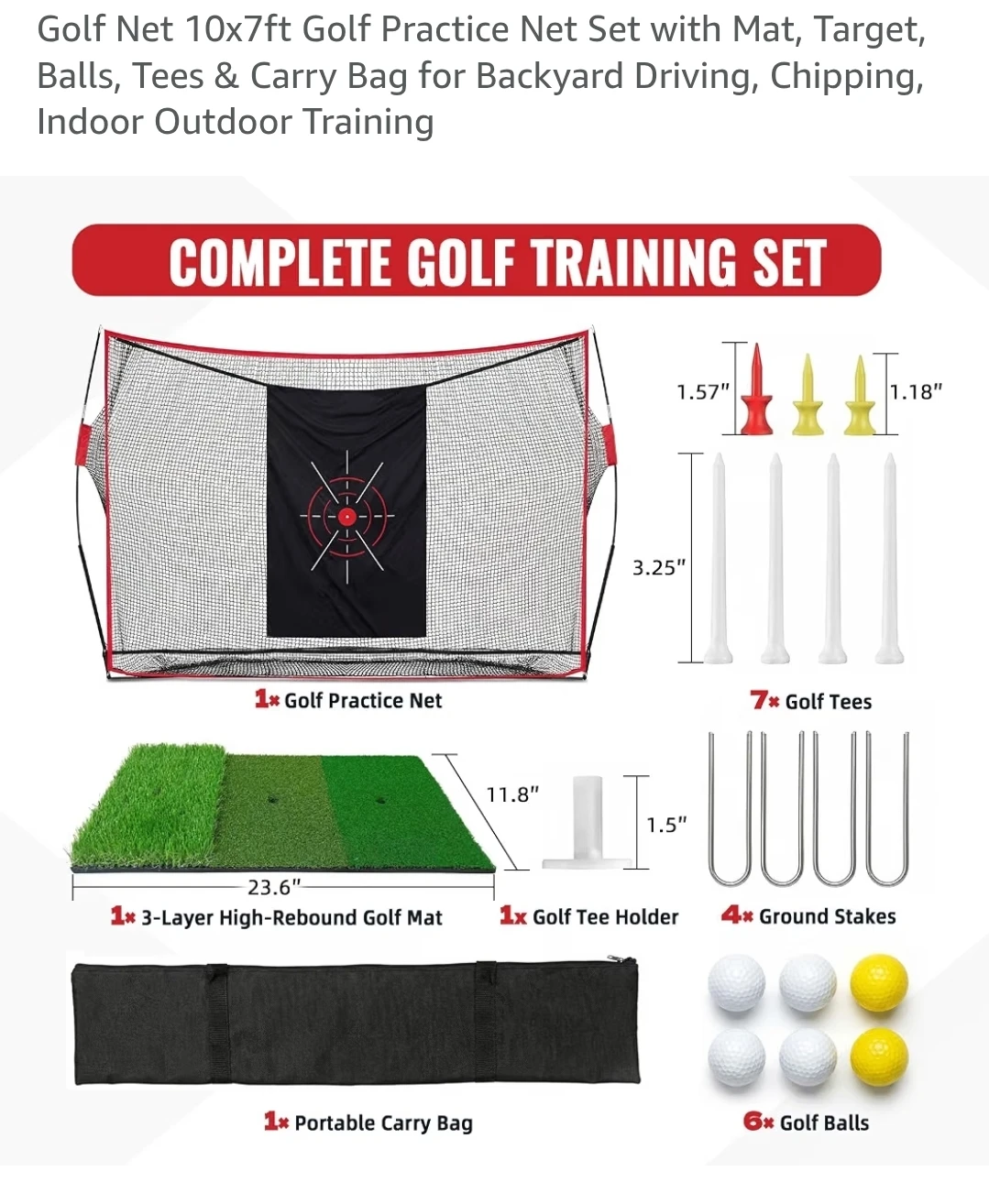 AGVRZGO 10x7ft Golf Practice Net Set