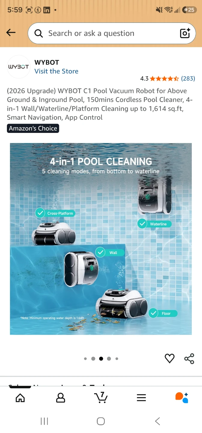 WYBOT C1 Cordless Robotic Pool Cleaner - photo 4