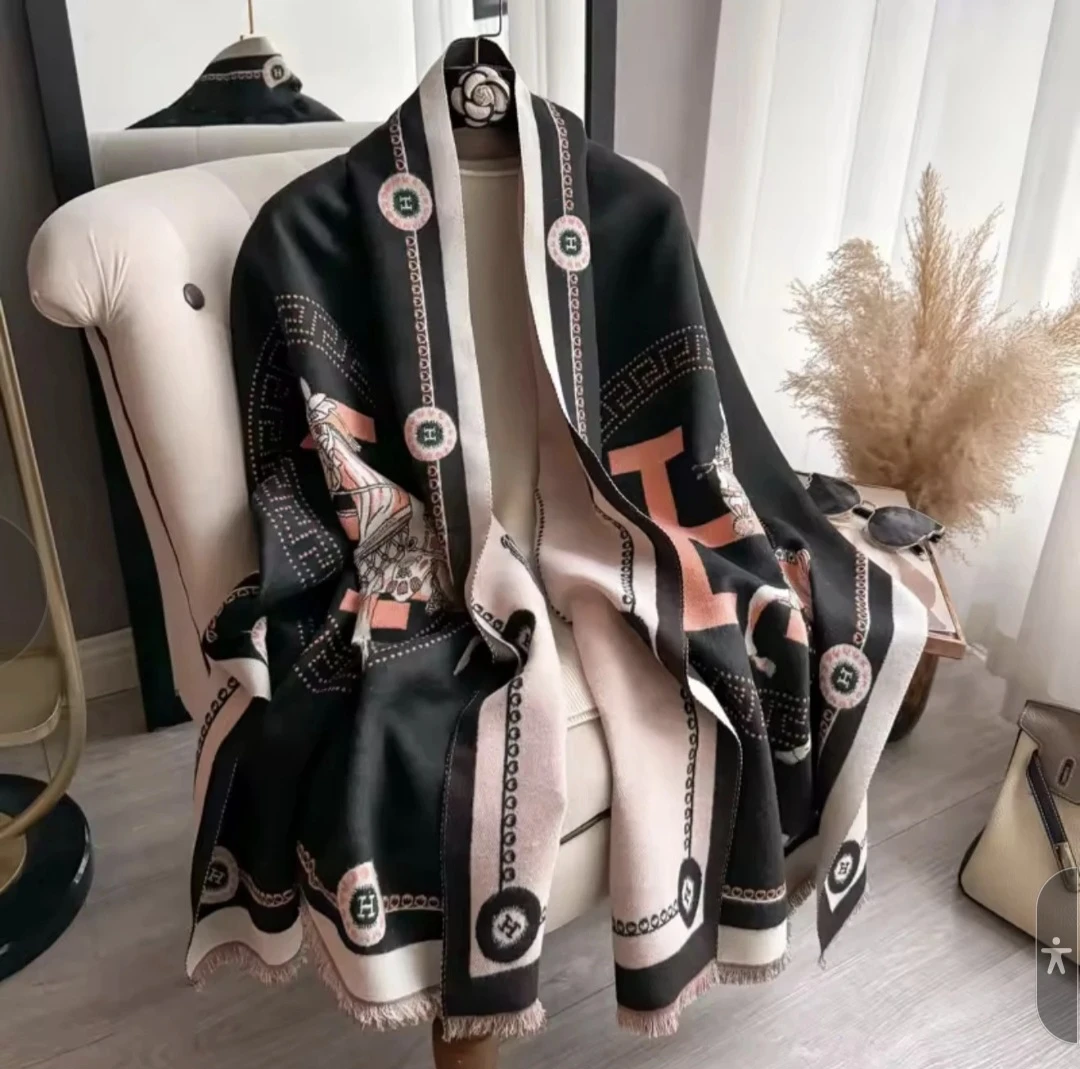 Black and Cream Horse Print Scarf - photo 2