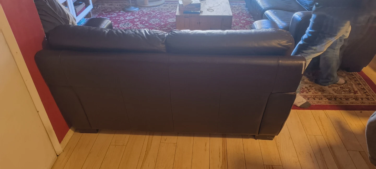 Dark brown leather sofa - photo 5