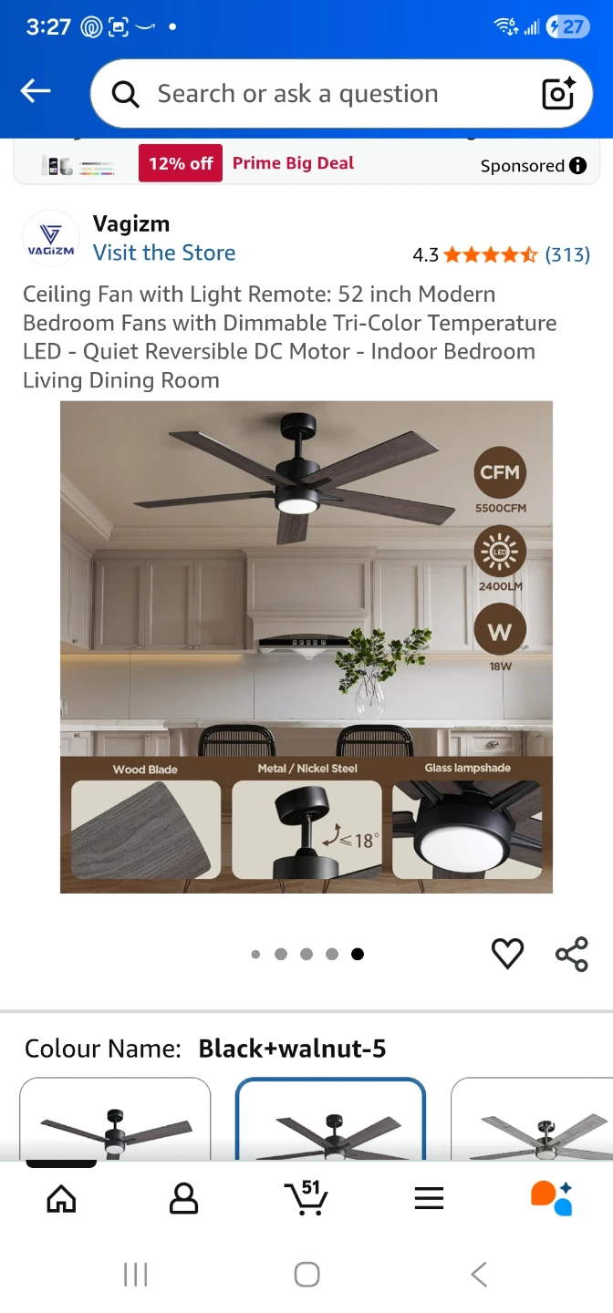 Vagizm 52 inch DC Motor Ceiling Fan