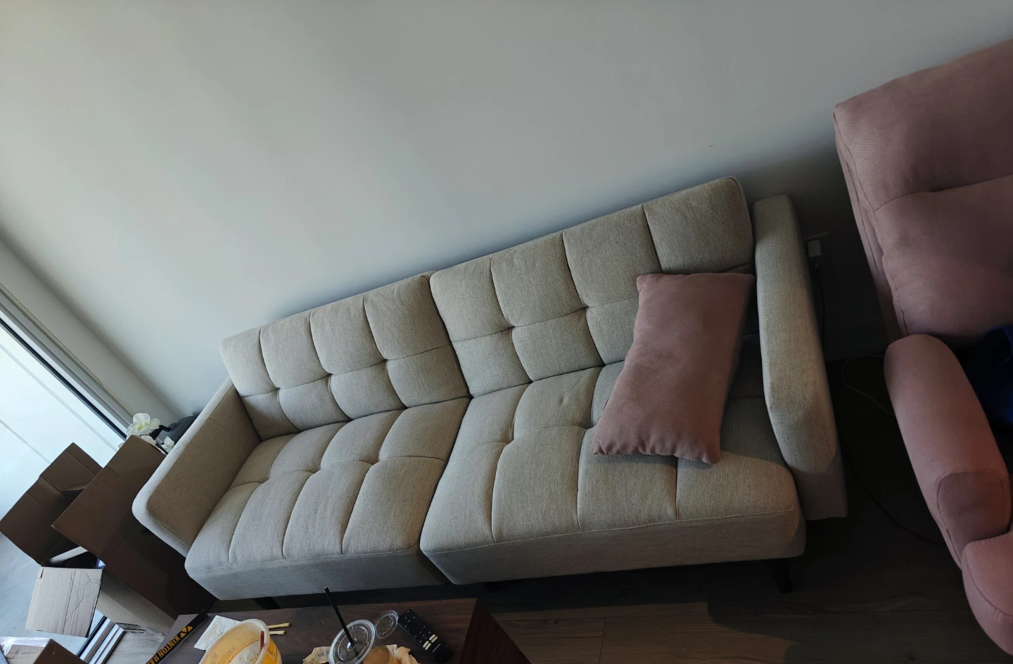 (New) Beige Tufted Sofa Bed