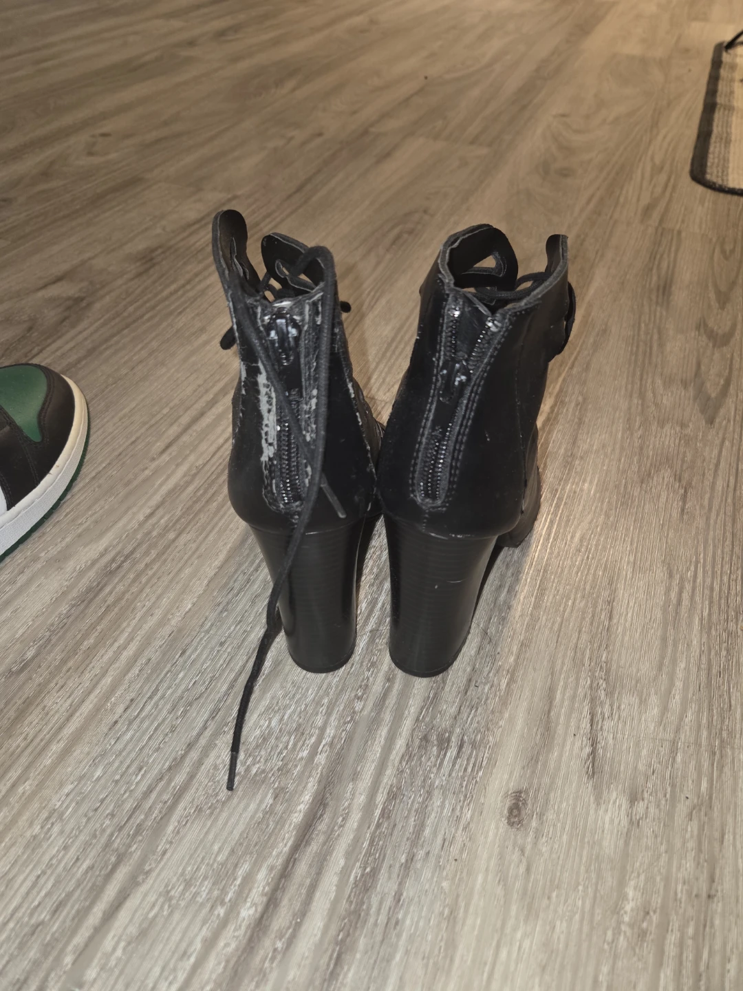 Street Society Black Lace-Up Heeled Booties Size 7 - photo 3
