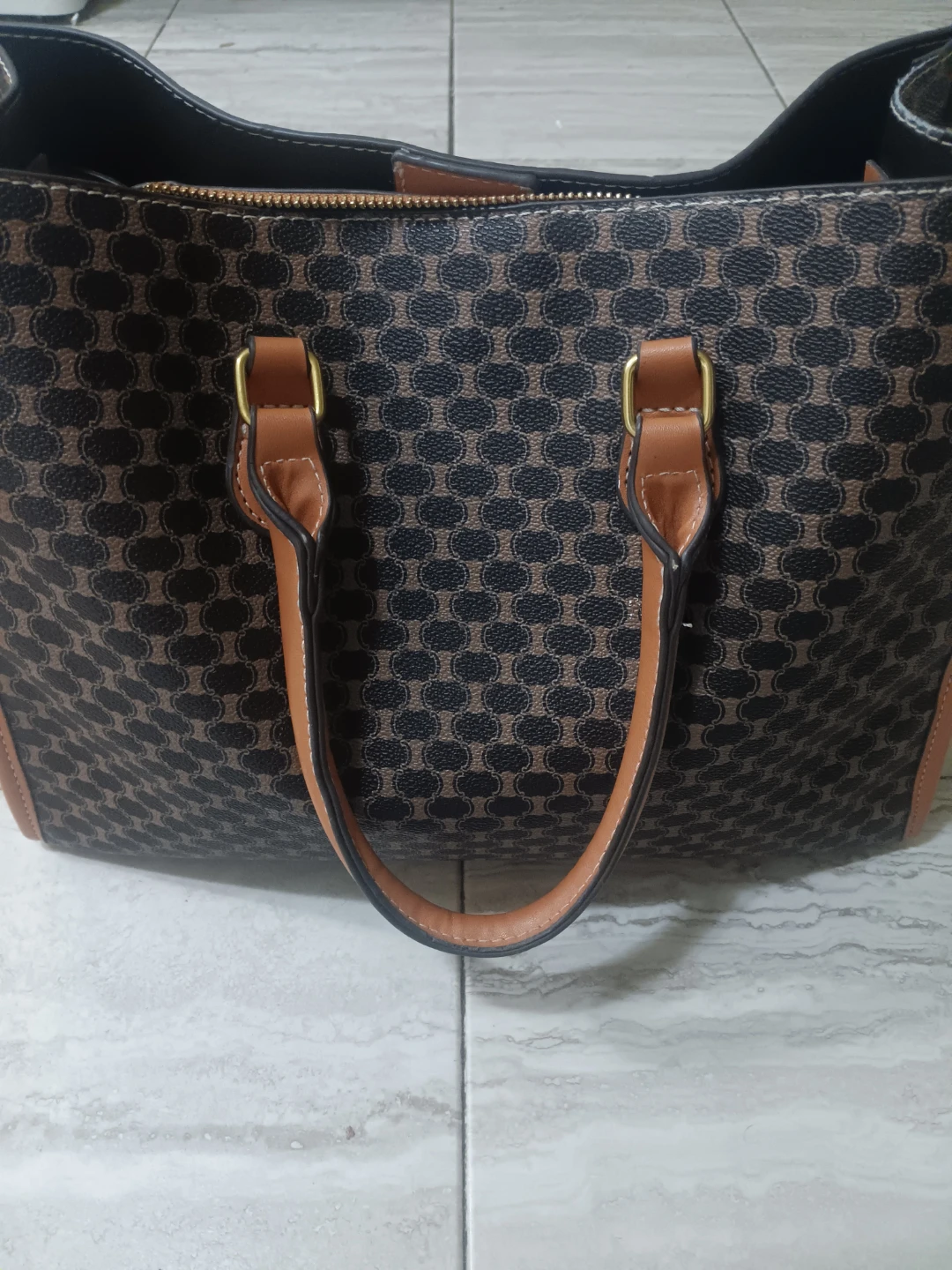 Tan and Black Pattern Tote Bag - photo 2
