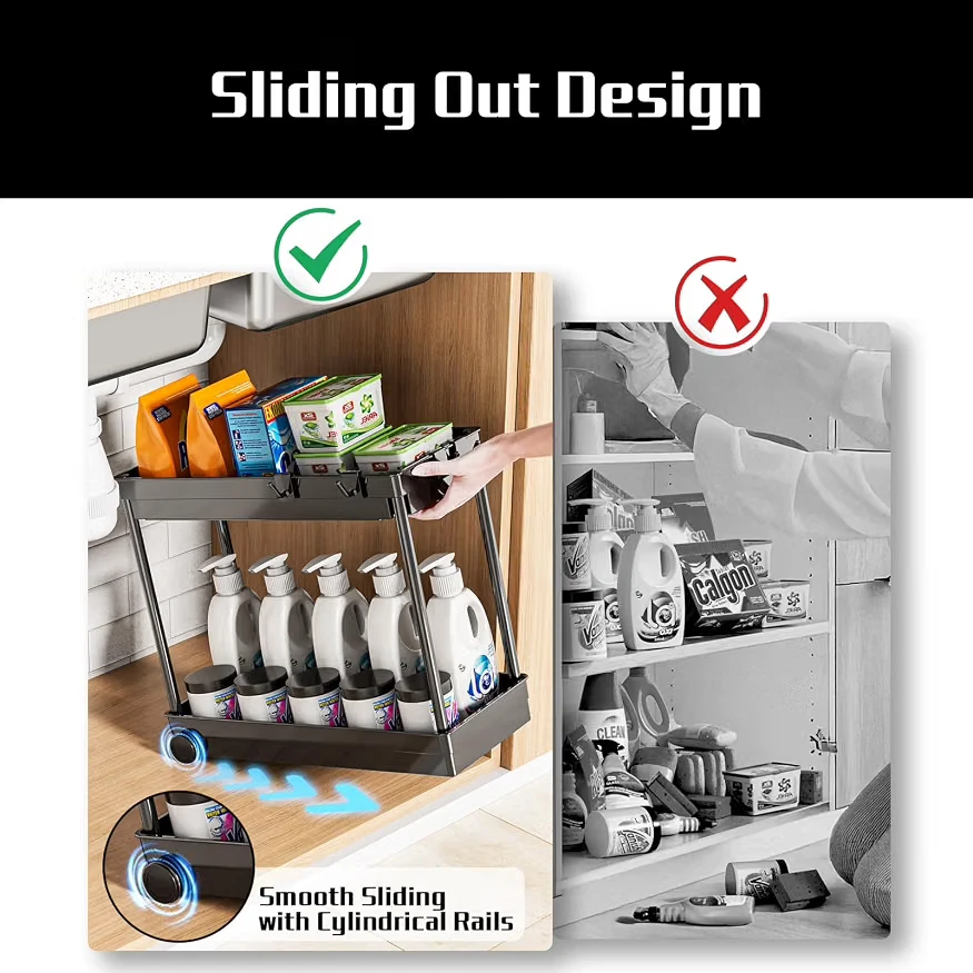 Set of two 2-Tier Bathroom Slim Storage Cart - photo 2