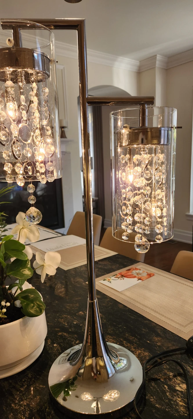 Chrome Dual Crystal Table Lamp - photo 3