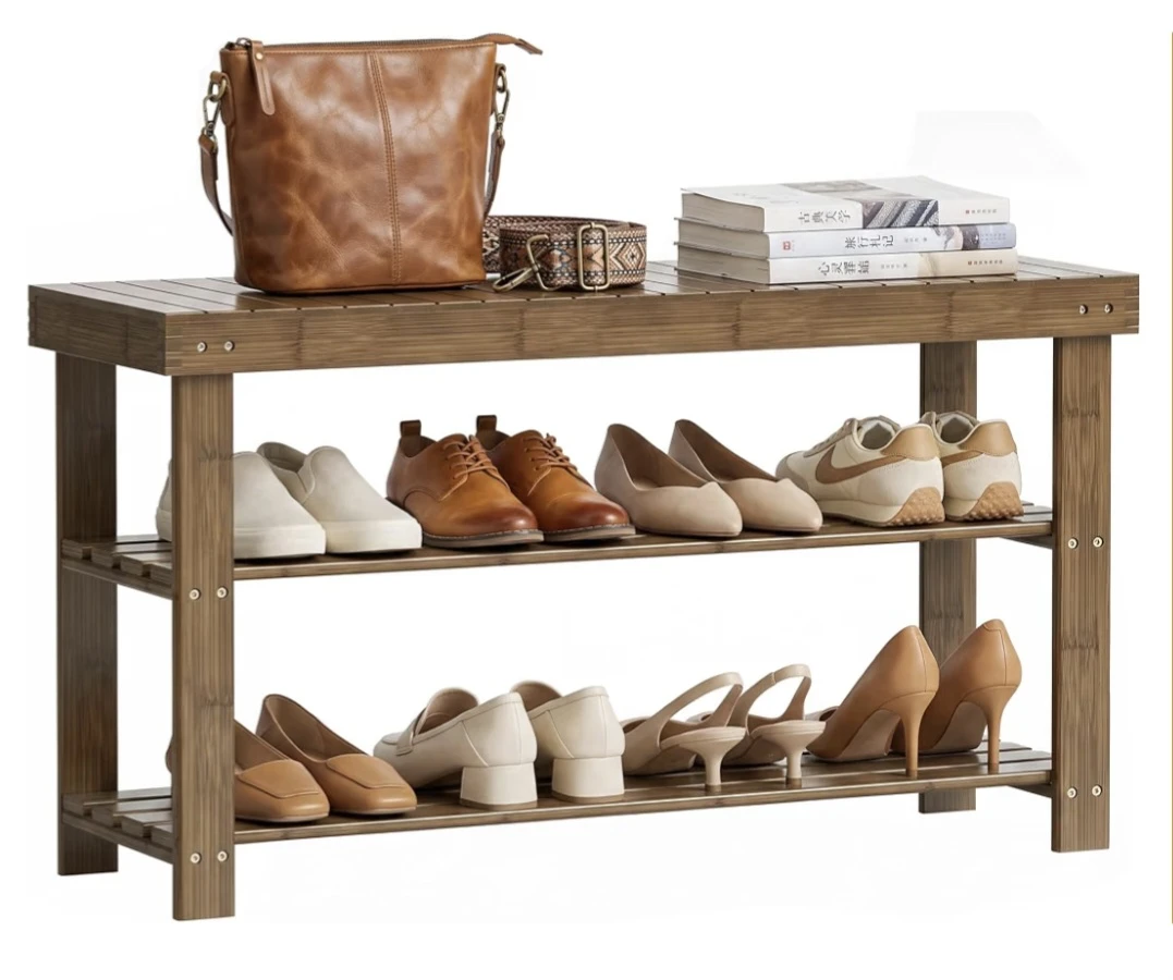 Bamboo 3-Tier Shoe Bench (box packed)