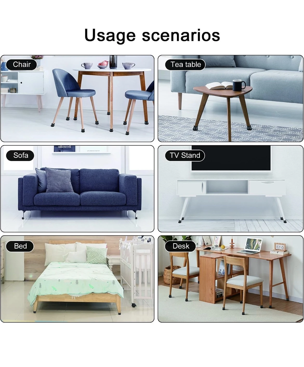 Silicone Chair Leg Floor Protectors / Chair Leg covers - photo 3