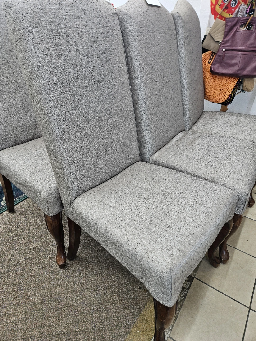 Set of 4 Grey Upholstered Dining Chairs
