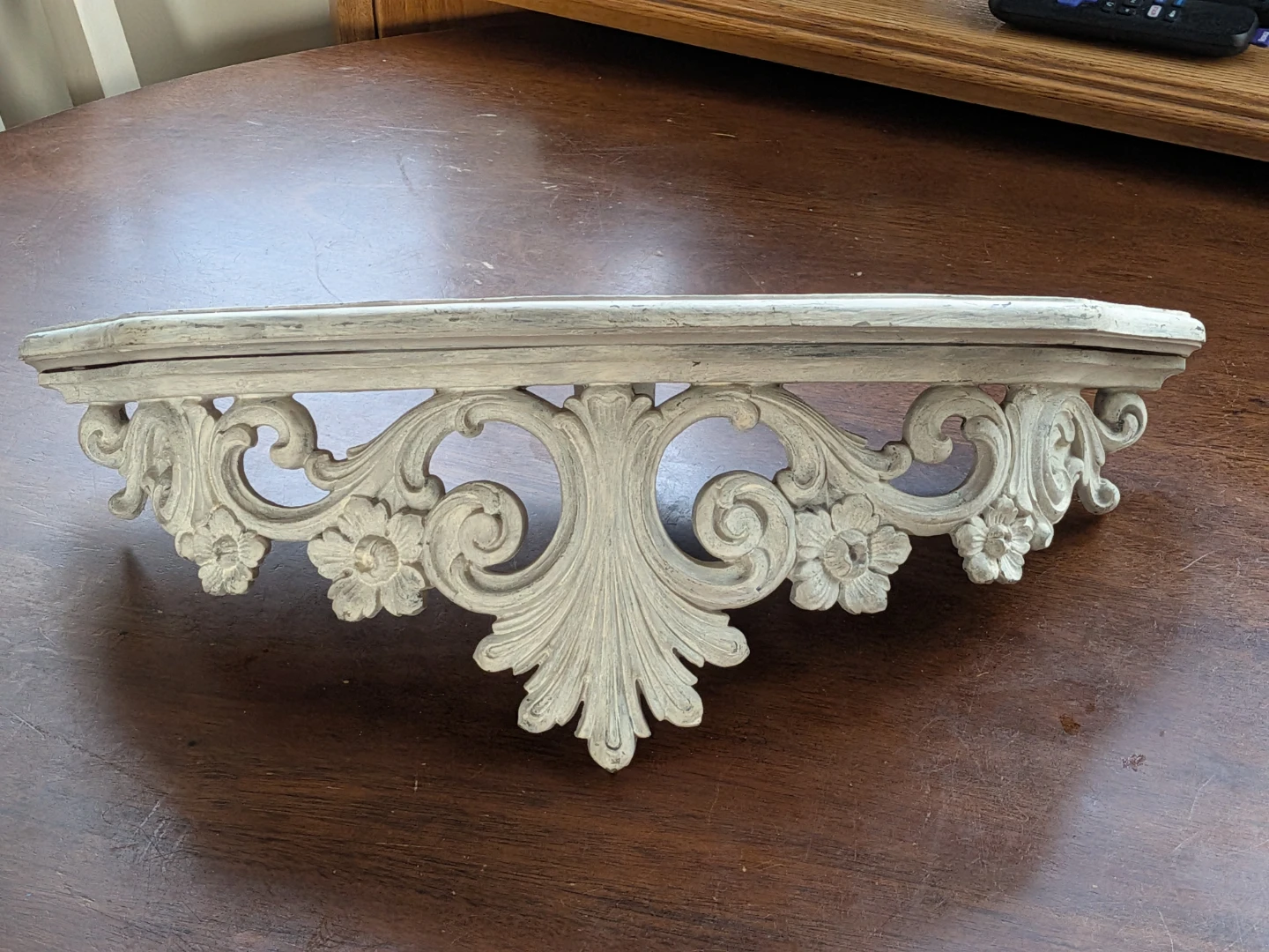 Vintage Style Distressed White Wall Shelf