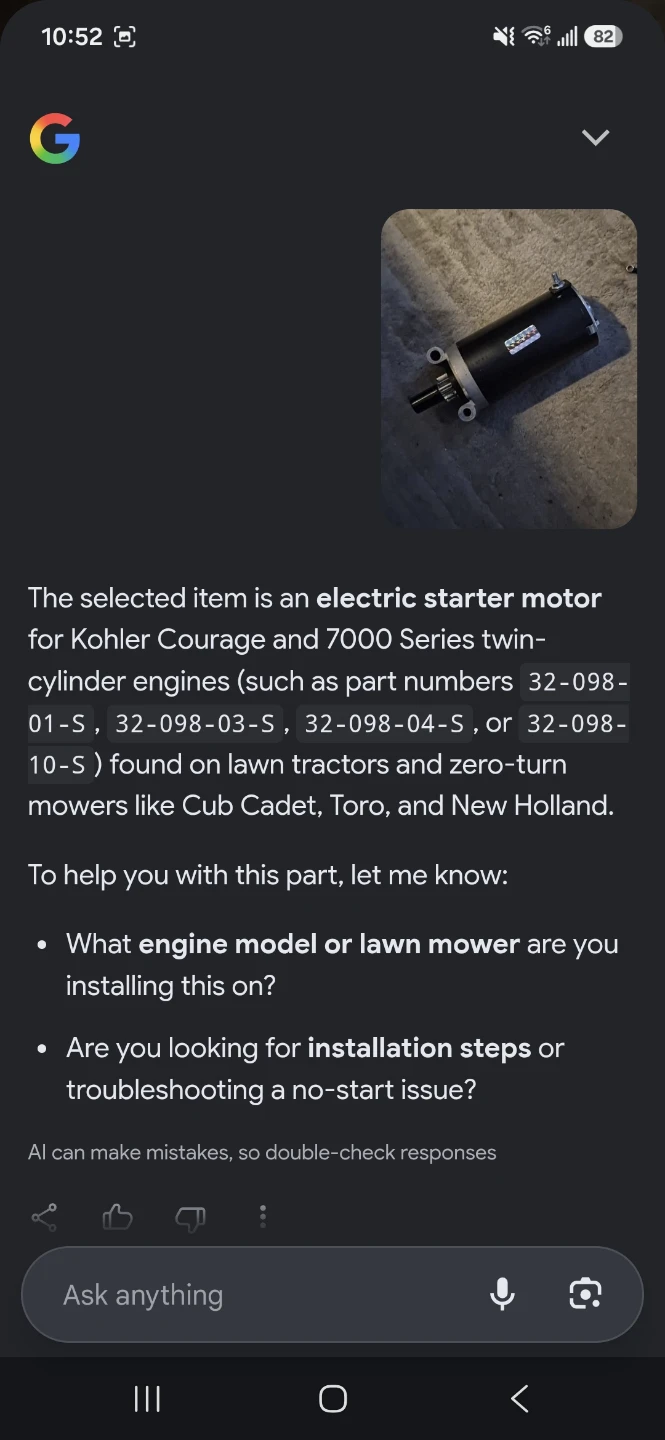 1PZ Electric Starter Motor for Kohler Engines - photo 3