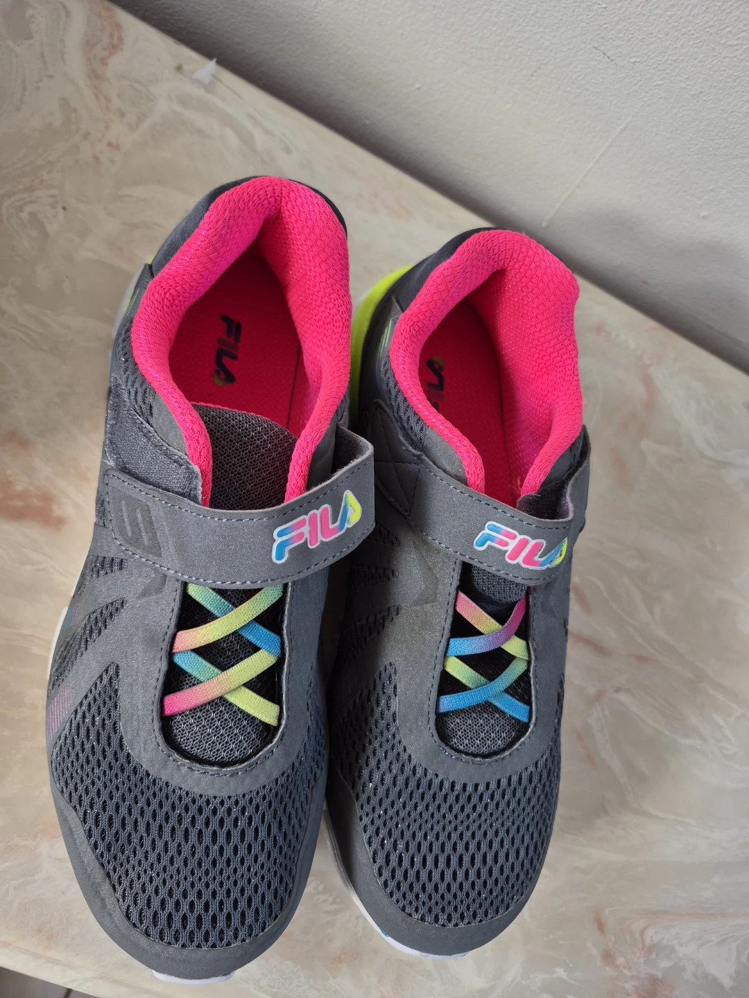 Fila Kids Athletic Sneakers Grey Pink Rainbow