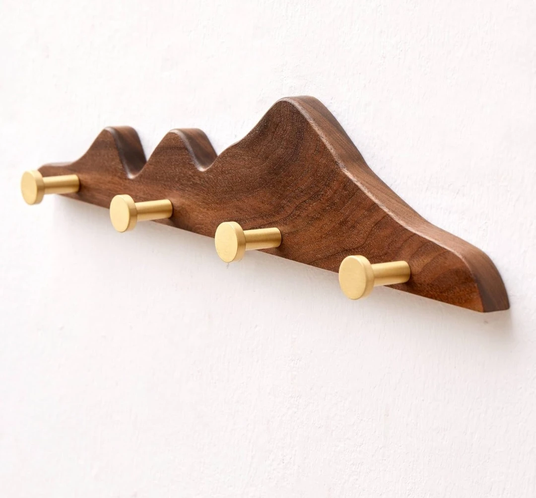 Natural Walnut Mountain Wall Hook Rack