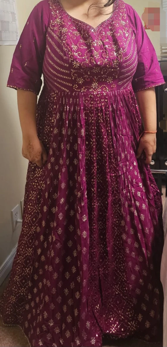 Deep Purple Embroidered Anarkali Dress - photo 2