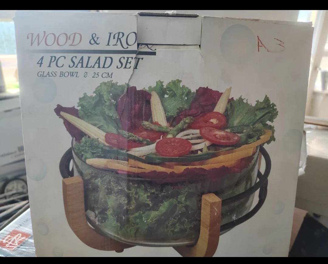 Wood & Iron 4-Piece Salad Set