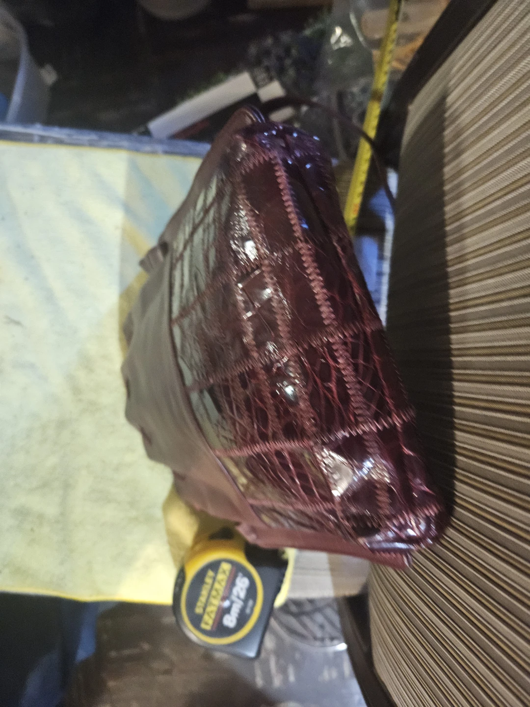 Burgundy Leather Drawstring Bucket Bag - photo 4