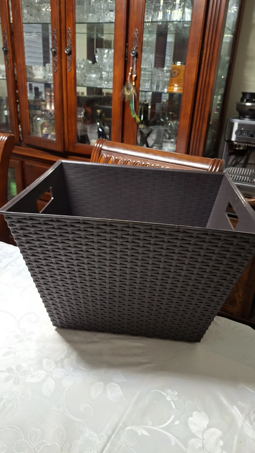 Dark Brown Wicker-Style Storage Bin
