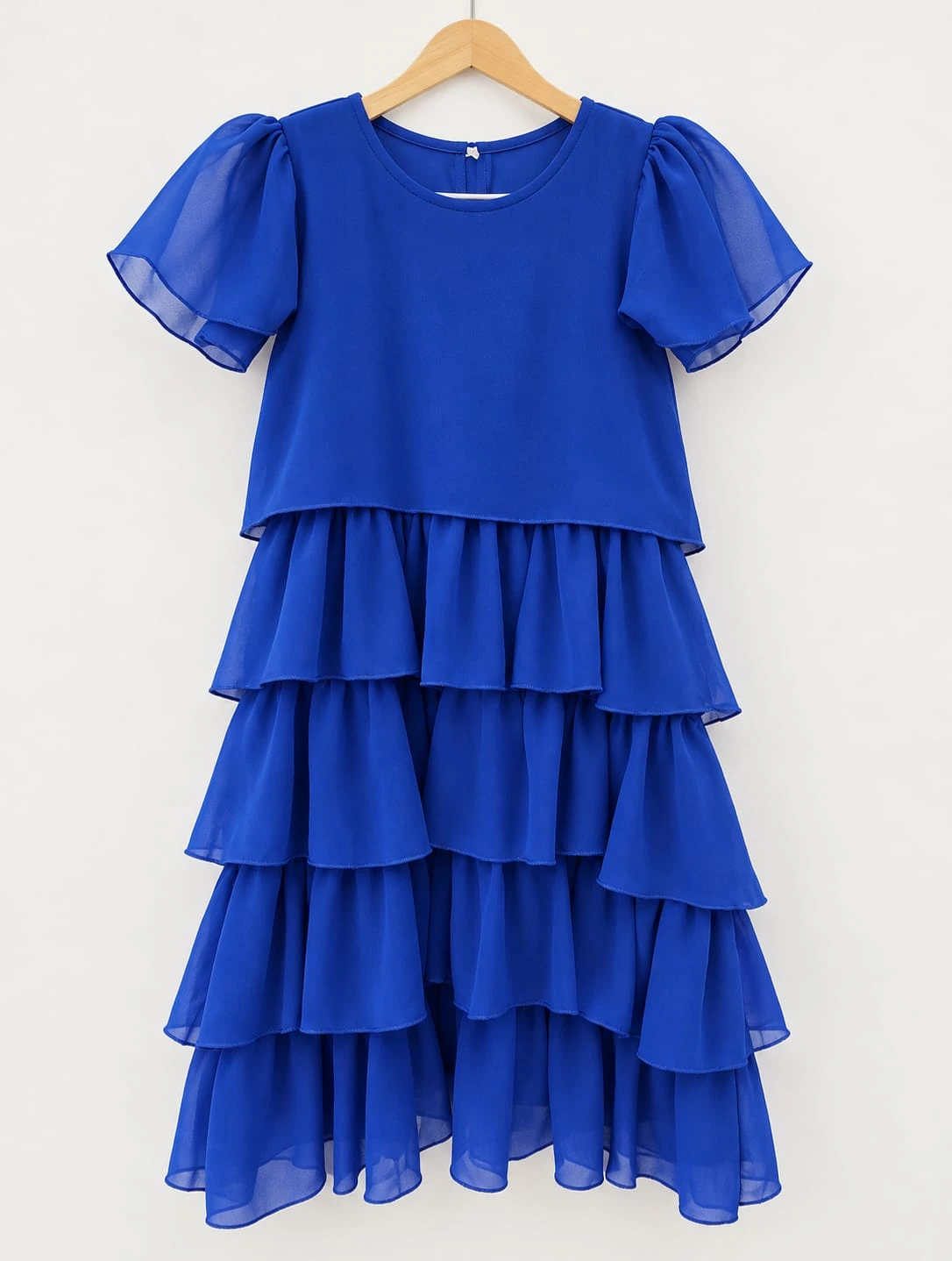Blue tiered ruffle dress