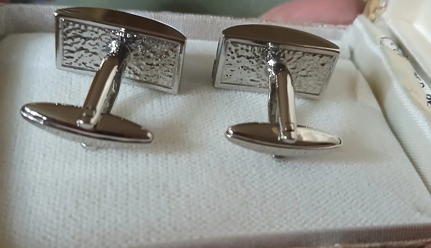Rhodium Rectangle Cufflinks with Austrian Crystals - photo 2