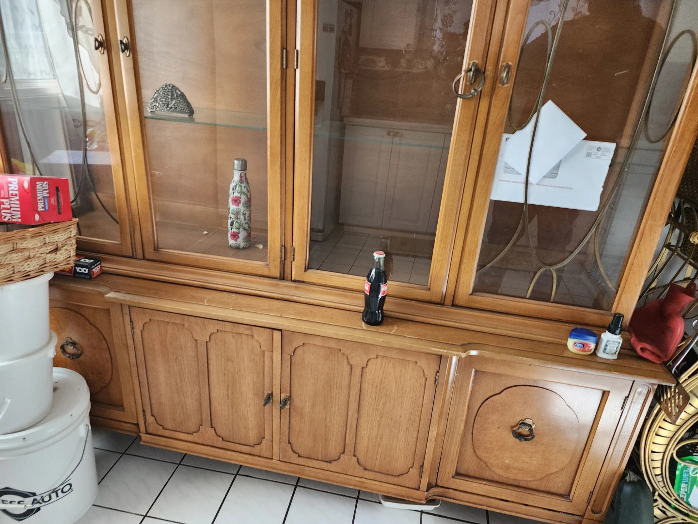 Large Wooden Display Cabinet with Glass Doors - photo 3