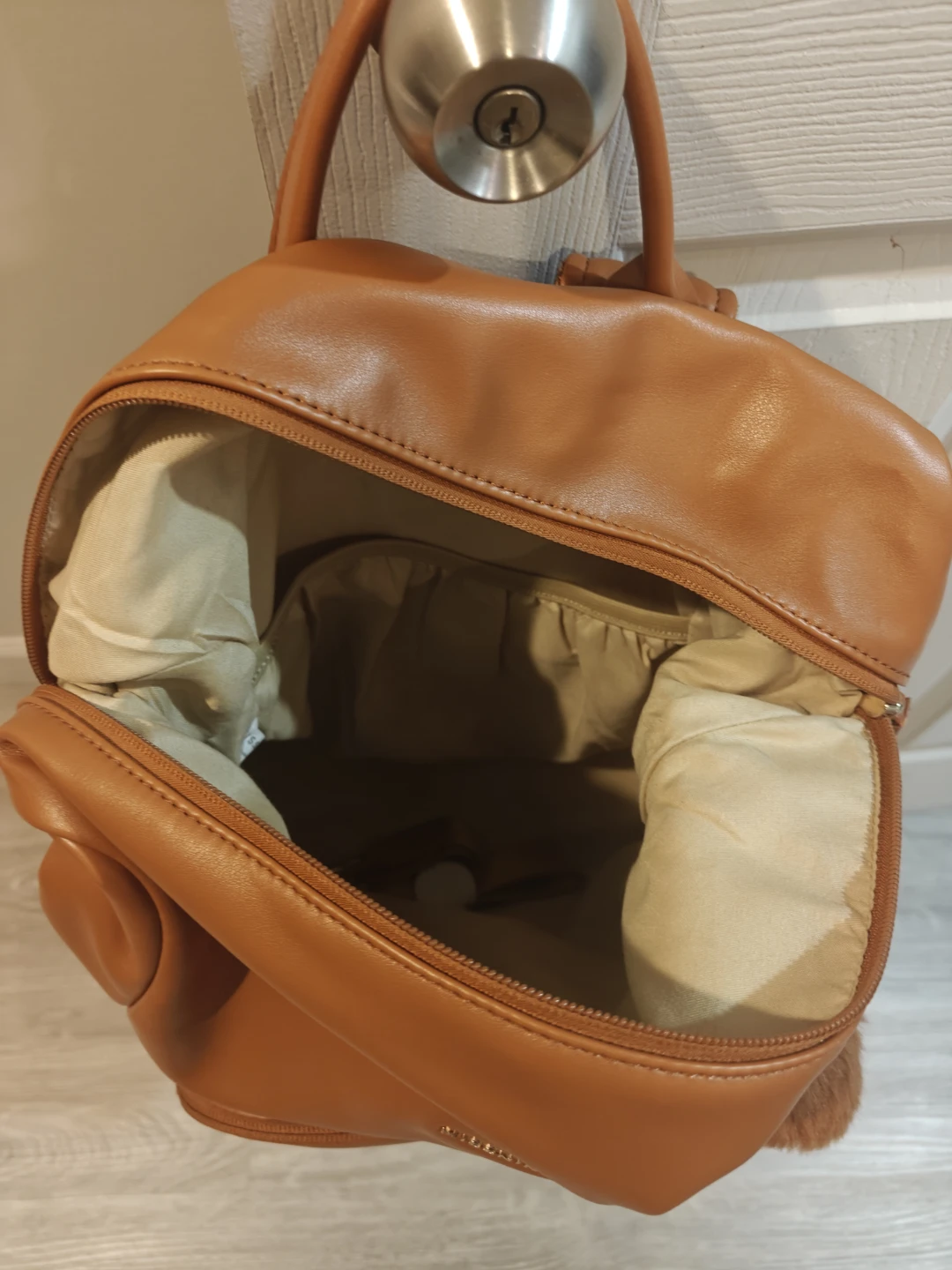 MISSNINE Brown Faux Leather Backpack - photo 3