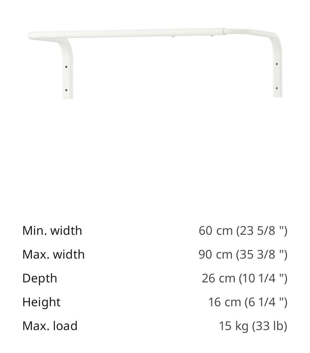 IKEA clothes rack bar rail, white - photo 3