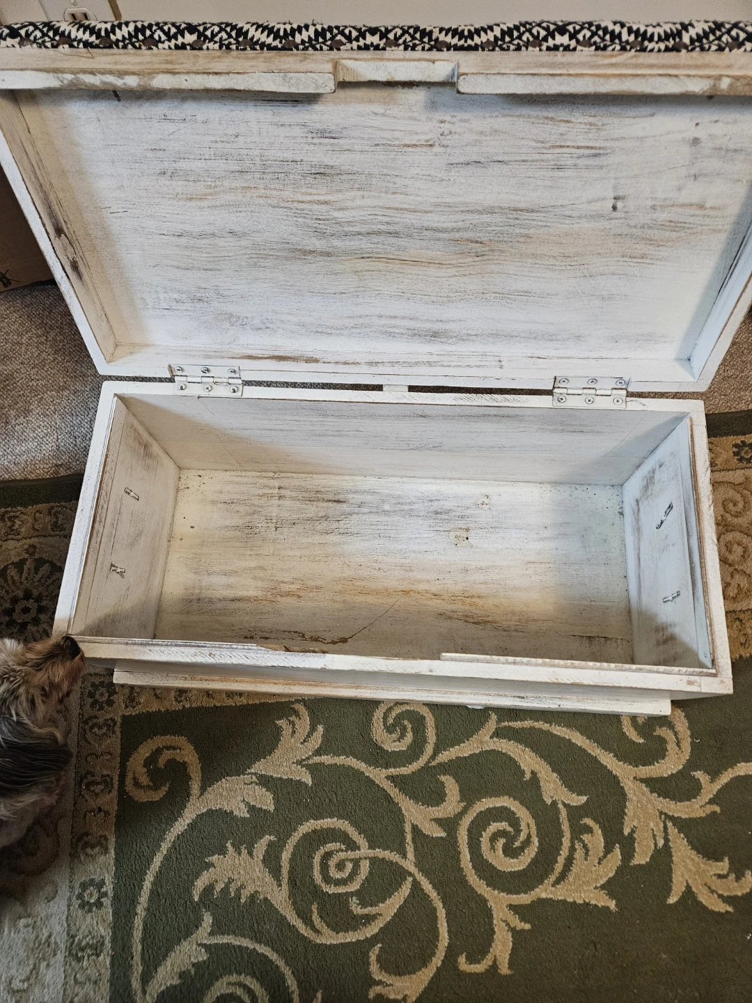 Rustic White Wooden Storage Trunk Bench - photo 2